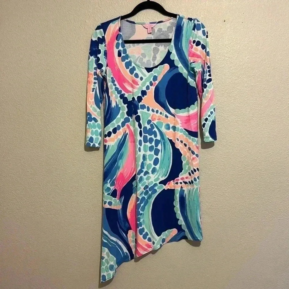 Lilly Pulitzer Ariana Ocean Jewels Asymmetrical Hem Dress - Picture 3 of 6